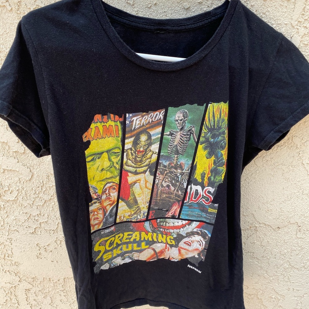 Black Vintage Horror Film T-Shirt